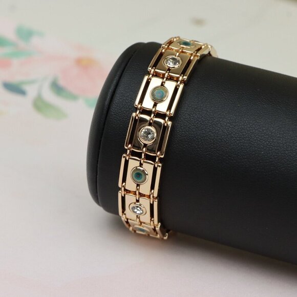 Elegant Rose Gold Bracelet with Evil Eye and Crystal Accents, XPBL0710 - Picture 10 of 12